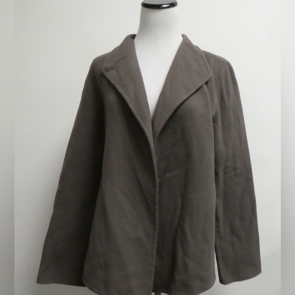 Eileen Fisher blazer cashmere wool jacket short coat taupe gray XS vintage